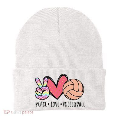 Peace Love Volleyball Cute Design Beanie