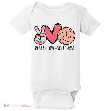 Peace Love Volleyball Cute Design Baby Bodysuit