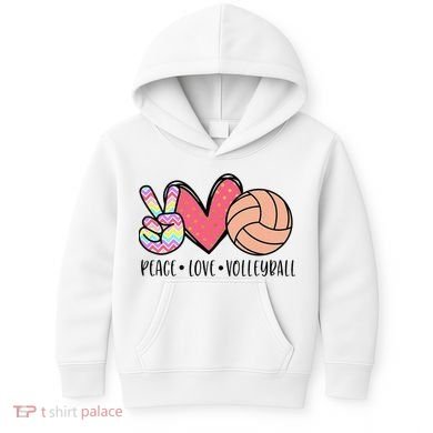 Peace Love Volleyball Cute Design Kids Hoodie