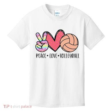 Peace Love Volleyball Cute Design Kids T-Shirt