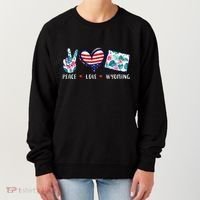 Peace Love Wyoming Flag Grown Souvenirs Women's Sweatshirt thumb 0