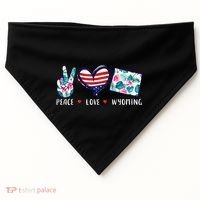 Peace Love Wyoming Flag Grown Souvenirs USA-Made Doggie Bandana thumb 0