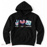 Peace Love Wyoming Flag Grown Souvenirs Hoodie thumb 0