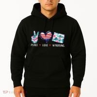 Peace Love Wyoming Flag Grown Souvenirs Hoodie thumb 2