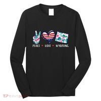 Peace Love Wyoming Flag Grown Souvenirs Long Sleeve Shirt thumb 0