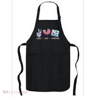 Peace Love Wyoming Flag Grown Souvenirs Apron thumb 0