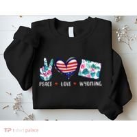 Peace Love Wyoming Flag Grown Souvenirs Sweatshirt thumb 2