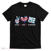 Peace Love Wyoming Flag Grown Souvenirs T-Shirt thumb 0