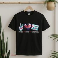 Peace Love Wyoming Flag Grown Souvenirs T-Shirt thumb 2