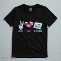 Peace Love Wyoming Flag Grown Souvenirs T-Shirt thumb 5
