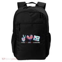 Peace Love Wyoming Flag Grown Souvenirs Backpack thumb 0