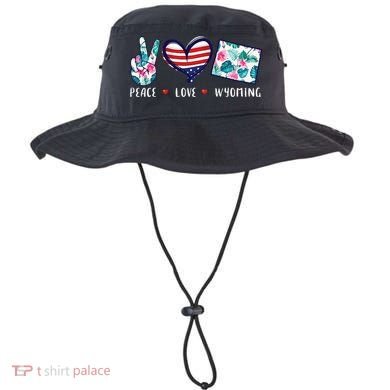 Peace Love Wyoming Flag Grown Souvenirs Bucket Hat