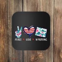 Peace Love Wyoming Flag Grown Souvenirs Coaster thumb 0