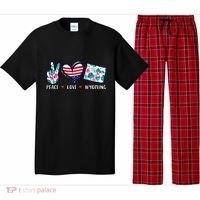 Peace Love Wyoming Flag Grown Souvenirs Pajama Set thumb 0