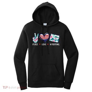 Peace Love Wyoming Flag Grown Souvenirs Women's Hoodie