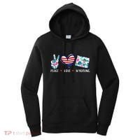 Peace Love Wyoming Flag Grown Souvenirs Women's Hoodie thumb 0