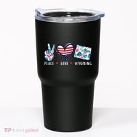 Peace Love Wyoming Flag Grown Souvenirs Tumbler thumb 0