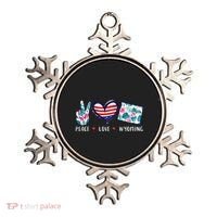 Peace Love Wyoming Flag Grown Souvenirs Ornament thumb 0