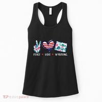Peace Love Wyoming Flag Grown Souvenirs Women's Tank Top thumb 0