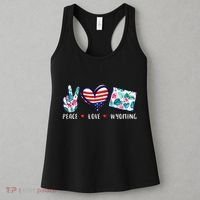Peace Love Wyoming Flag Grown Souvenirs Women's Tank Top thumb 3
