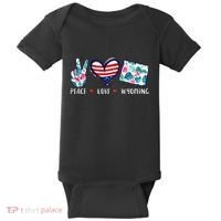 Peace Love Wyoming Flag Grown Souvenirs Baby Bodysuit thumb 0