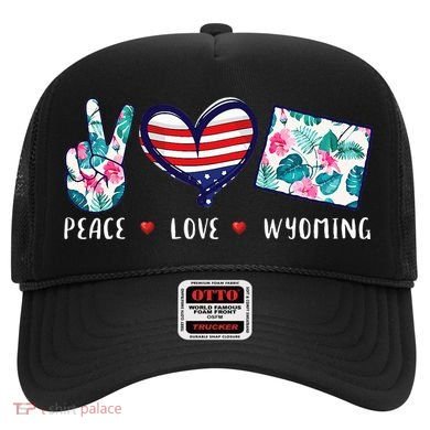 Peace Love Wyoming Flag Grown Souvenirs Hat