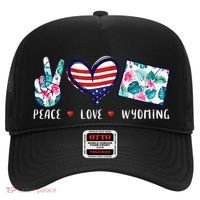 Peace Love Wyoming Flag Grown Souvenirs Hat thumb 0