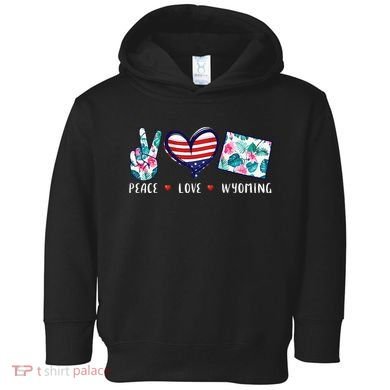 Peace Love Wyoming Flag Grown Souvenirs Toddler Hoodie