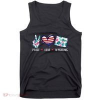 Peace Love Wyoming Flag Grown Souvenirs Tank Top thumb 0