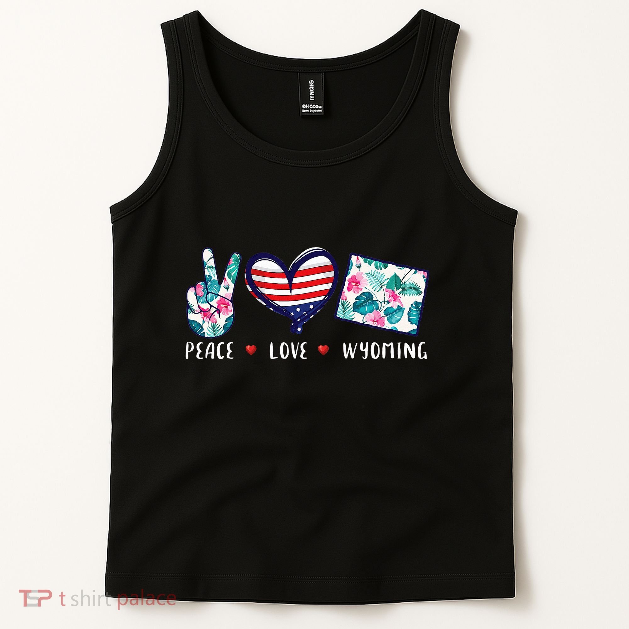Peace Love Wyoming Flag Grown Souvenirs Tank Top