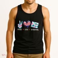 Peace Love Wyoming Flag Grown Souvenirs Tank Top thumb 3