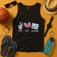 Peace Love Wyoming Flag Grown Souvenirs Tank Top thumb 4