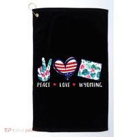 Peace Love Wyoming Flag Grown Souvenirs Golf Towel thumb 0
