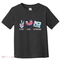 Peace Love Wyoming Flag Grown Souvenirs Toddler T-Shirt thumb 0