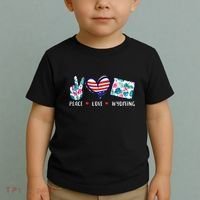 Peace Love Wyoming Flag Grown Souvenirs Toddler T-Shirt thumb 2