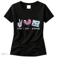 Peace Love Wyoming Flag Grown Souvenirs Women's T-Shirt thumb 0