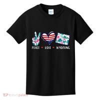 Peace Love Wyoming Flag Grown Souvenirs Kids T-Shirt thumb 0