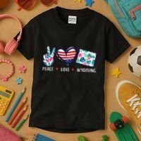 Peace Love Wyoming Flag Grown Souvenirs Kids T-Shirt thumb 3