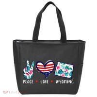 Peace Love Wyoming Flag Grown Souvenirs Tote Bag thumb 0
