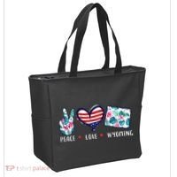 Peace Love Wyoming Flag Grown Souvenirs Tote Bag thumb 2