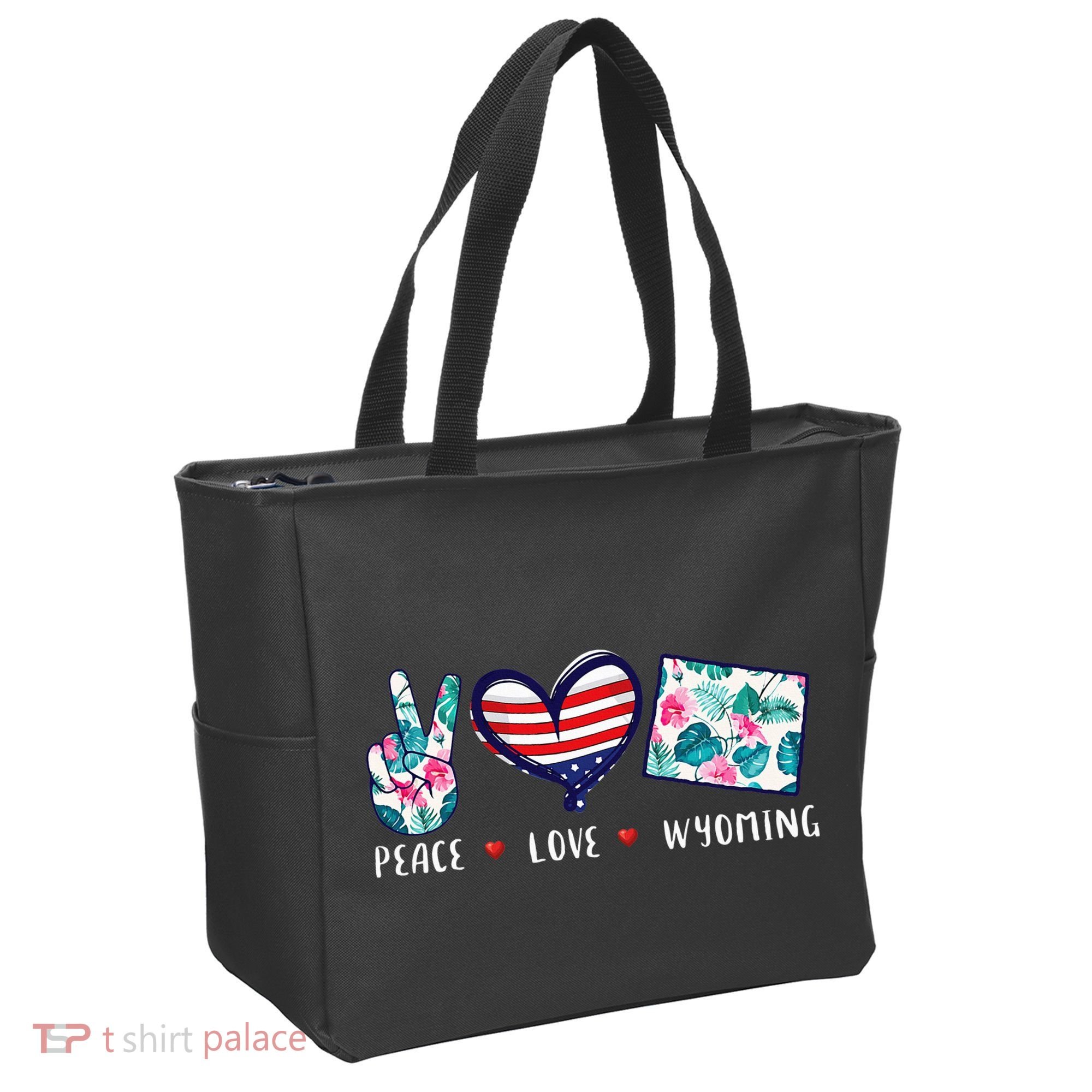 Peace Love Wyoming Flag Grown Souvenirs Tote Bag