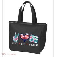 Peace Love Wyoming Flag Grown Souvenirs Tote Bag thumb 3