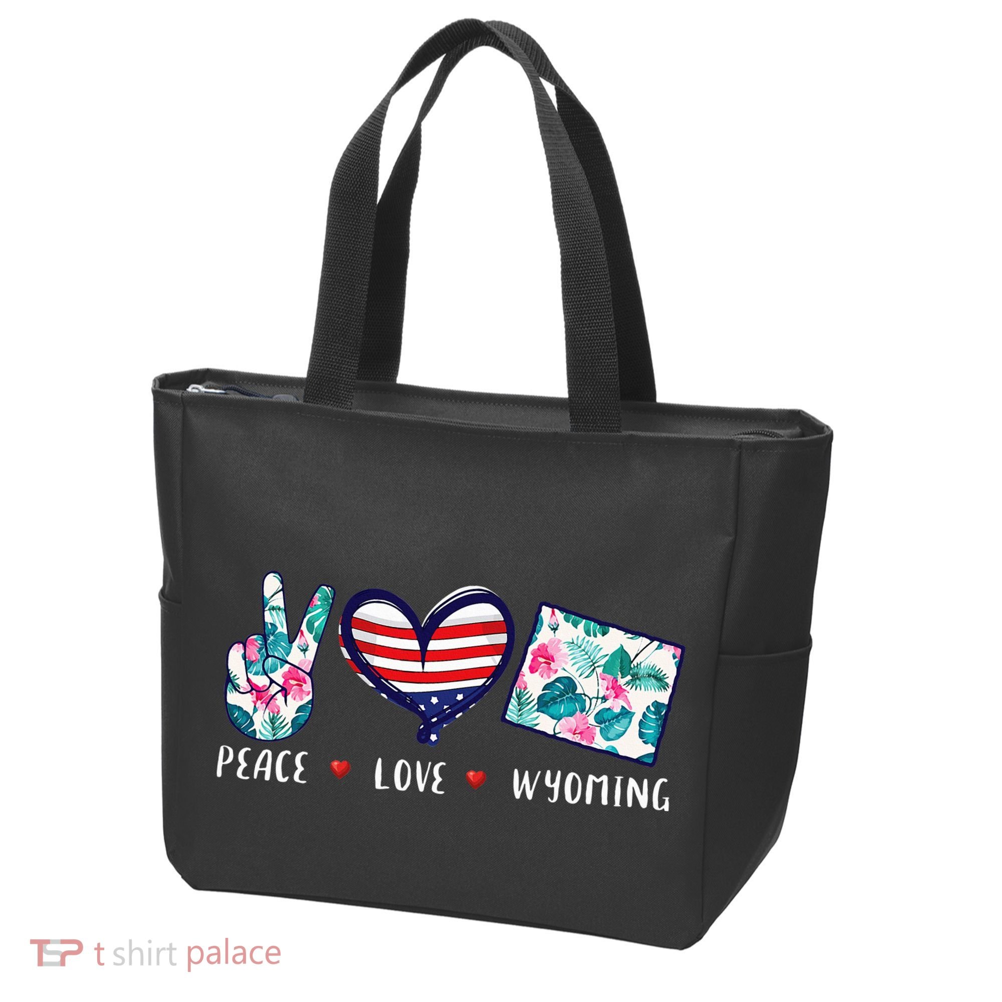 Peace Love Wyoming Flag Grown Souvenirs Tote Bag