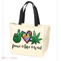 Peace Love Weed Marijuana Hippie Weed Cannabis 420 Stoner Tote Bag thumb 3