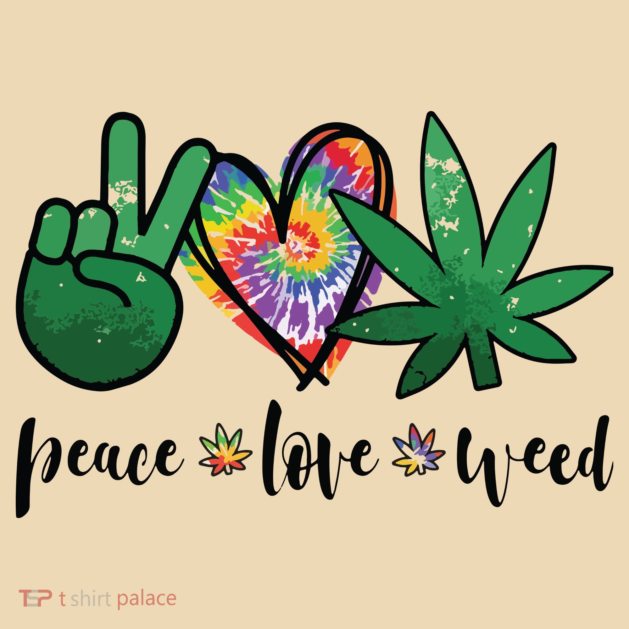 Peace Love Weed Marijuana Hippie Weed Cannabis 420 Stoner Tote Bag