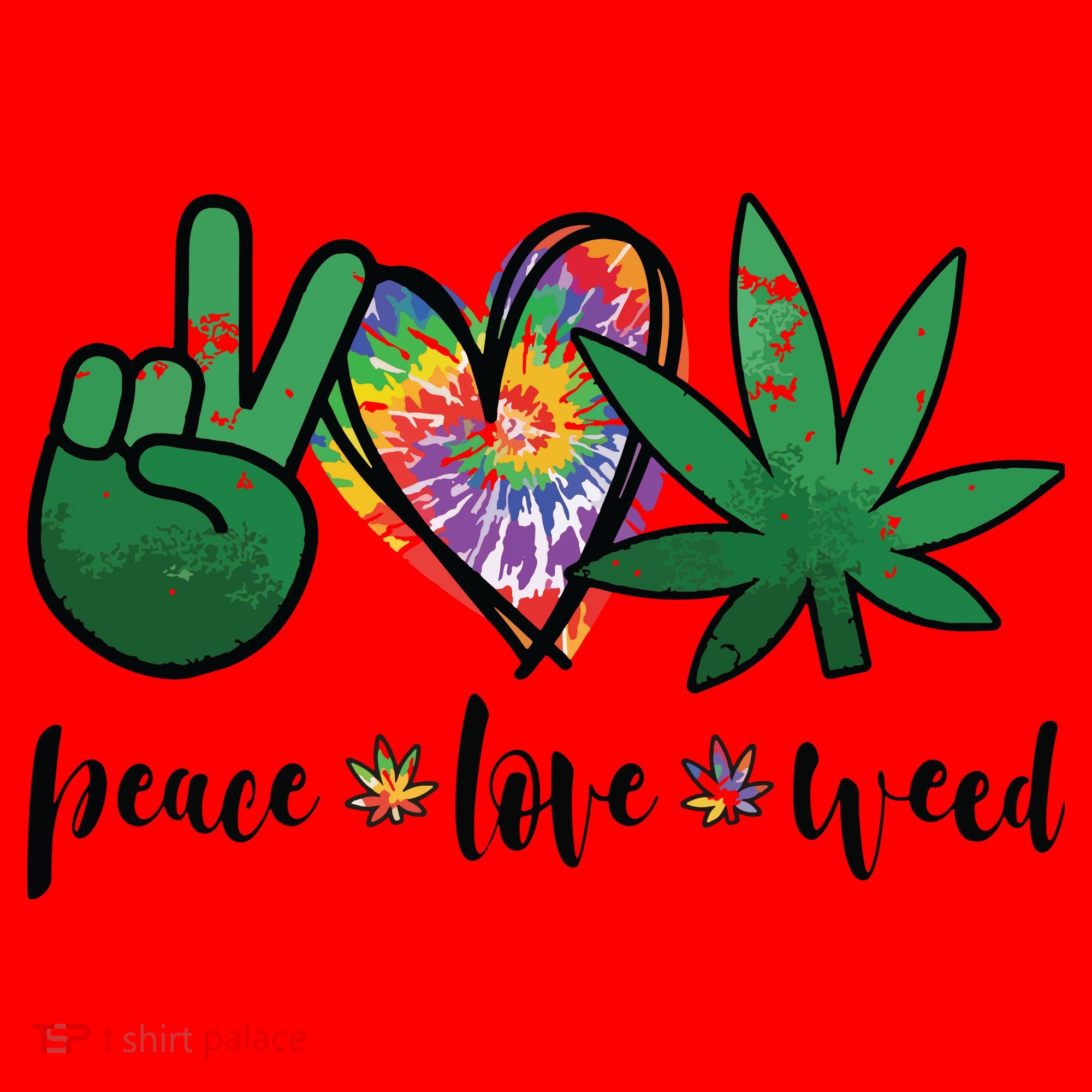 Peace Love Weed Marijuana Hippie Weed Cannabis 420 Stoner Santa Hat