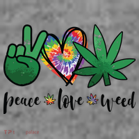 Peace Love Weed Marijuana Hippie Weed Cannabis 420 Stoner Toddler Hoodie thumb 2