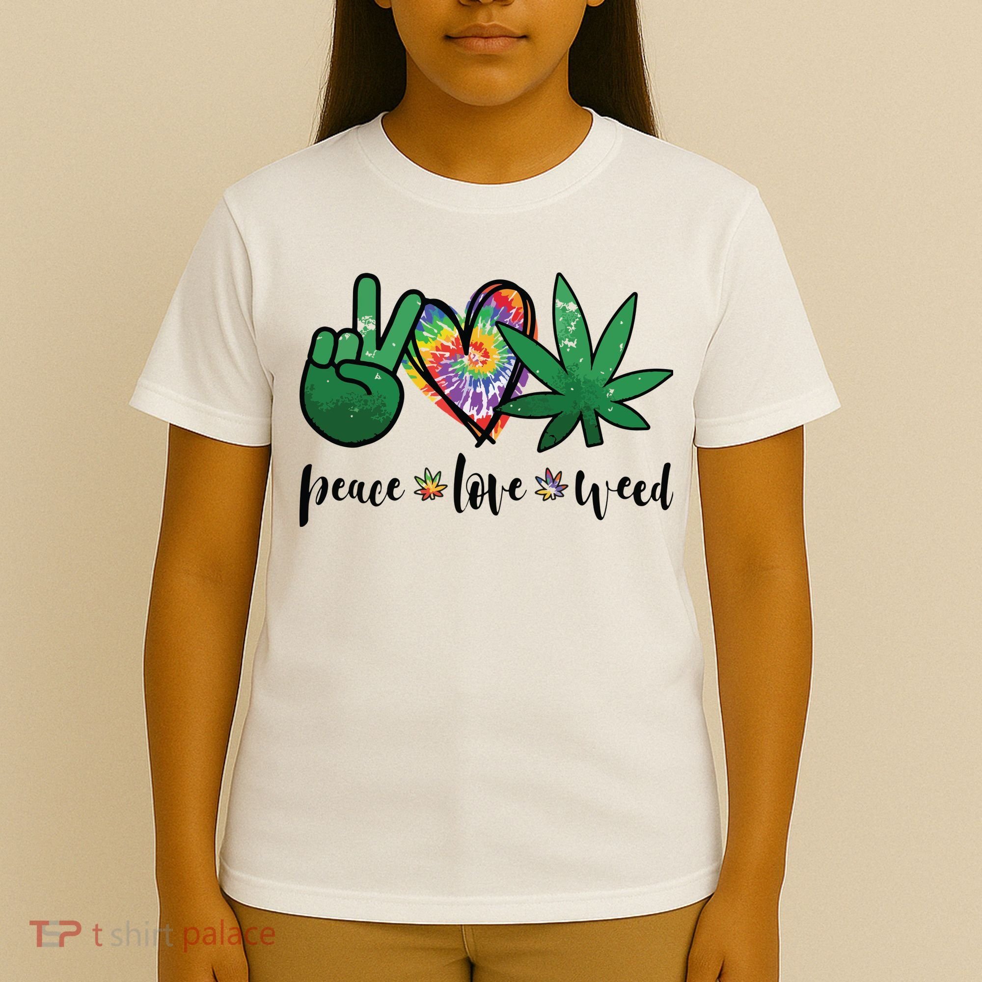 Peace Love Weed Marijuana Hippie Weed Cannabis 420 Stoner T-Shirt
