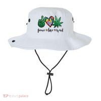 Peace Love Weed Marijuana Hippie Weed Cannabis 420 Stoner Bucket Hat thumb 0