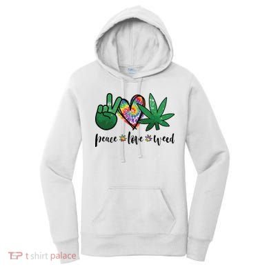 Peace Love Weed Marijuana Hippie Weed Cannabis 420 Stoner Women's Hoodie